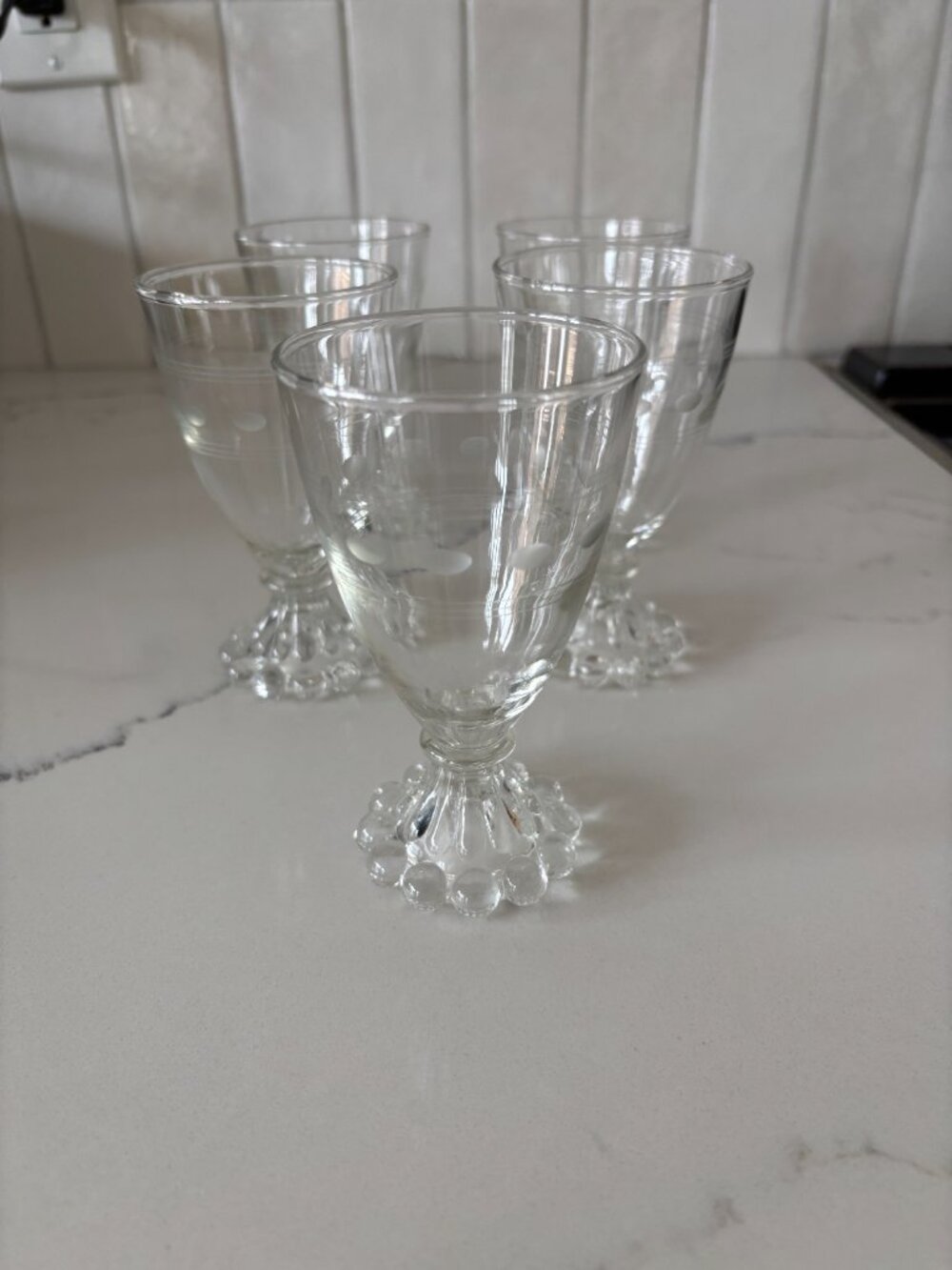 5 Vintage Anchor Hocking Berwick "Boopie Glass Goblets"